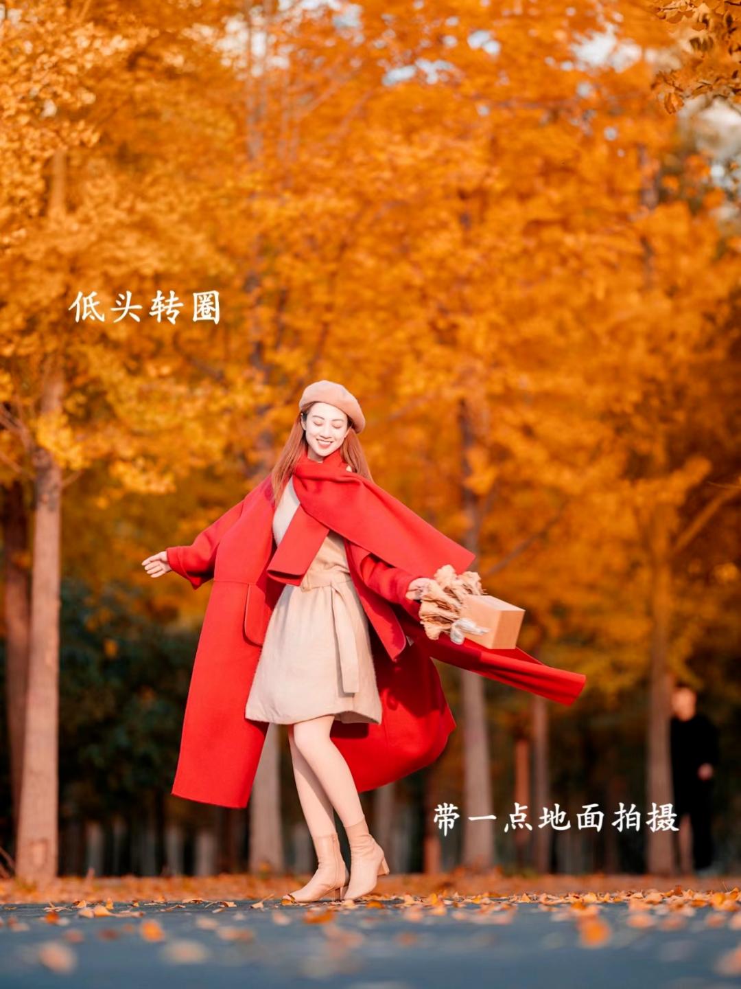 秋天银杏拍照,9个姿势,拍照优雅漂亮又高级,氛围感满满