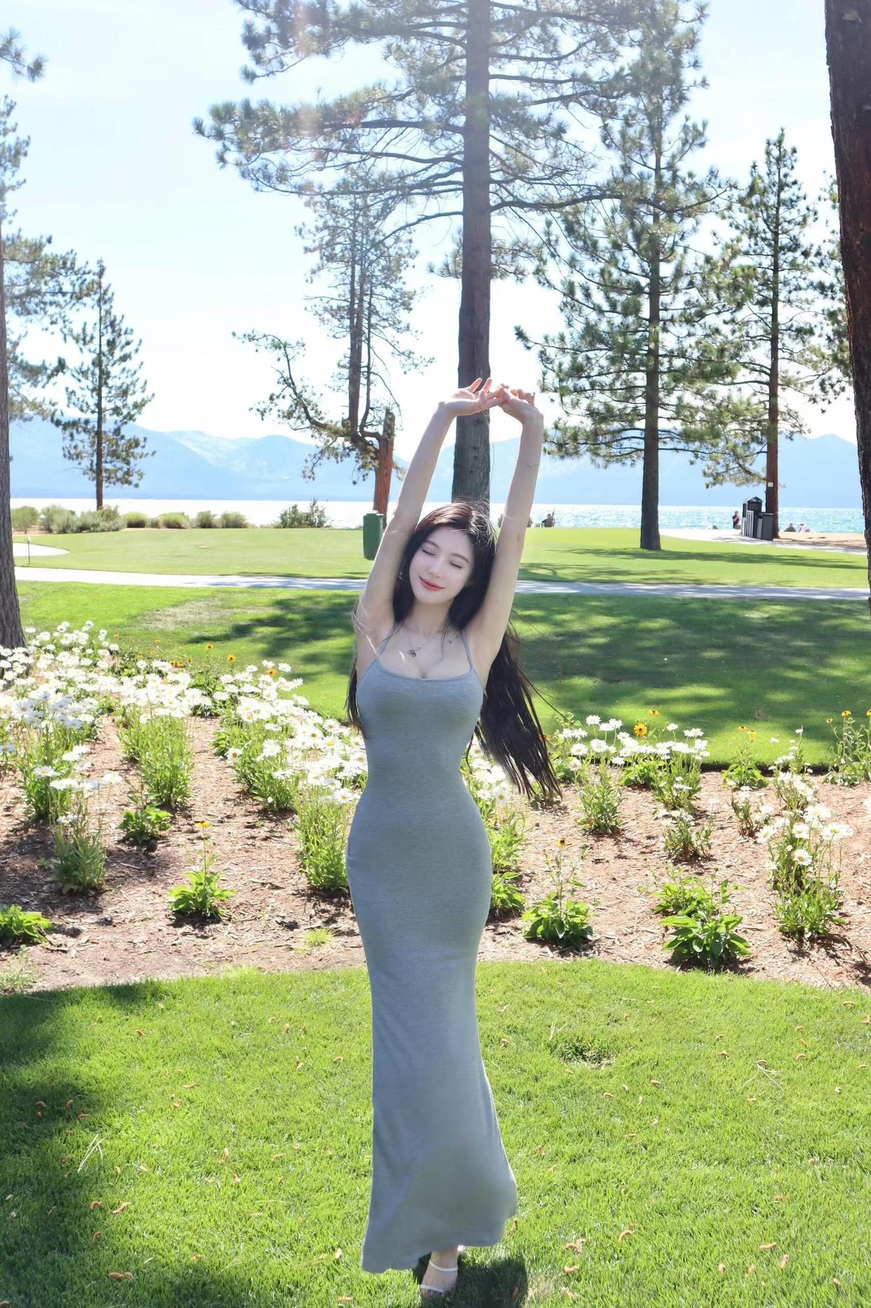 长裙拍照,这些动作可以学,姓感漂亮,拍出大长腿、好身材