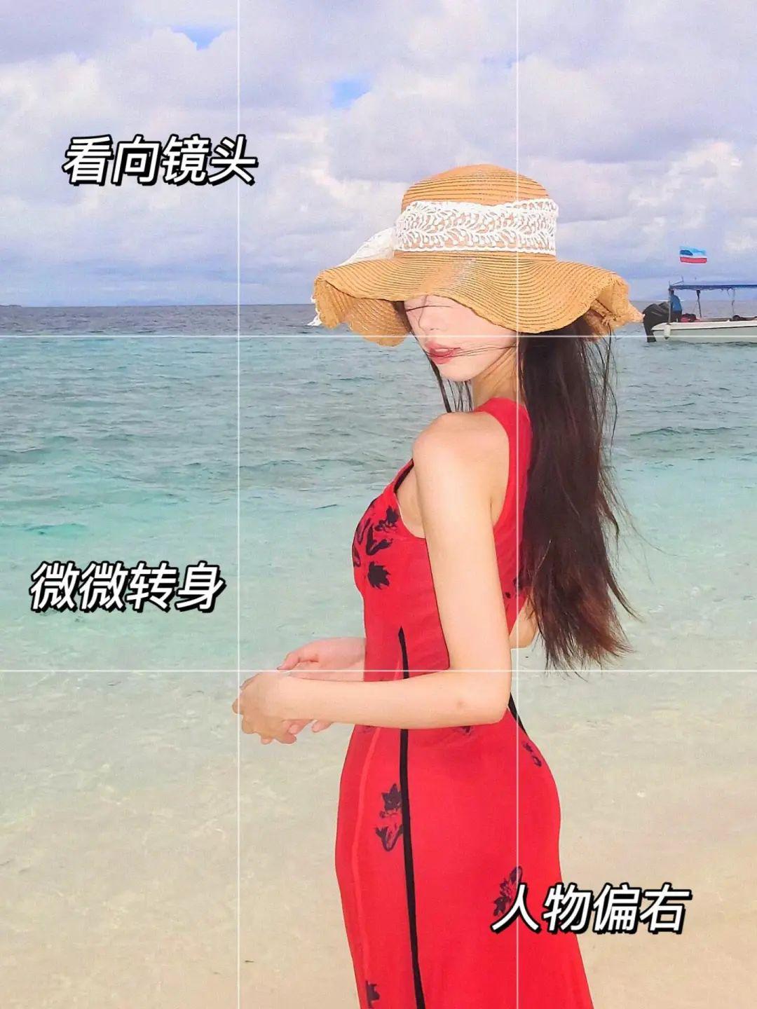 海边裙子拍照,10个姿势,好看又好拍,气质显身材