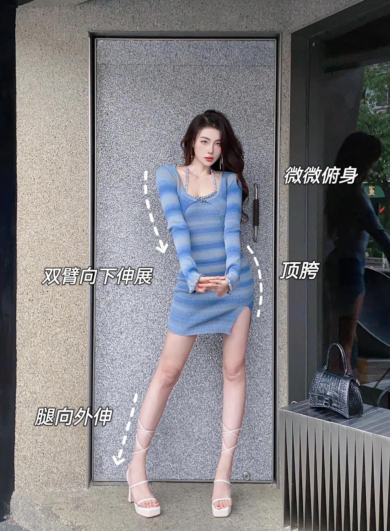 站姿拍照姿势,这样摆拍,轻松拍出大长腿好身材