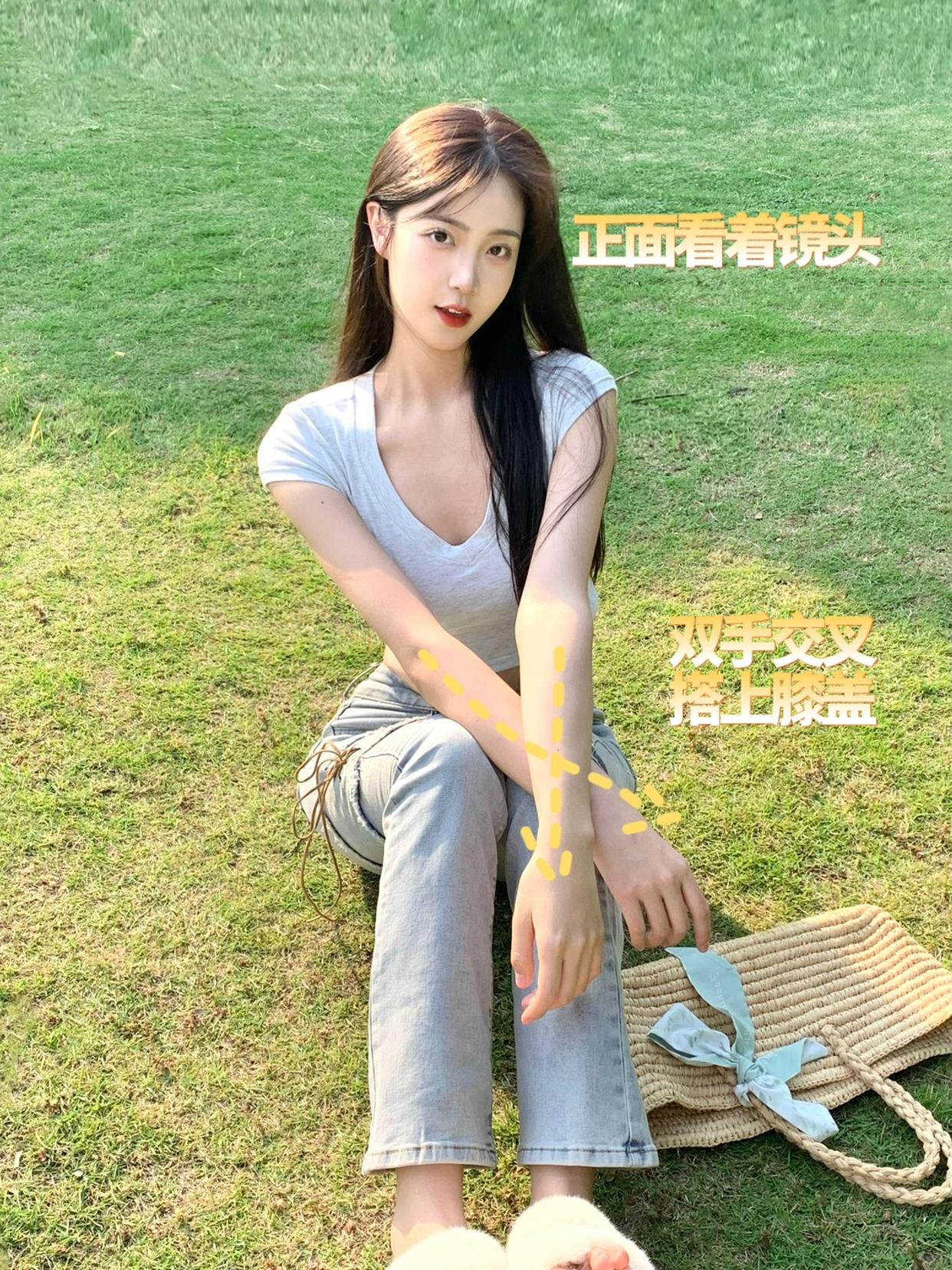 公园草地如何拍照,9个拍照姿势,一看就会拍照超出片