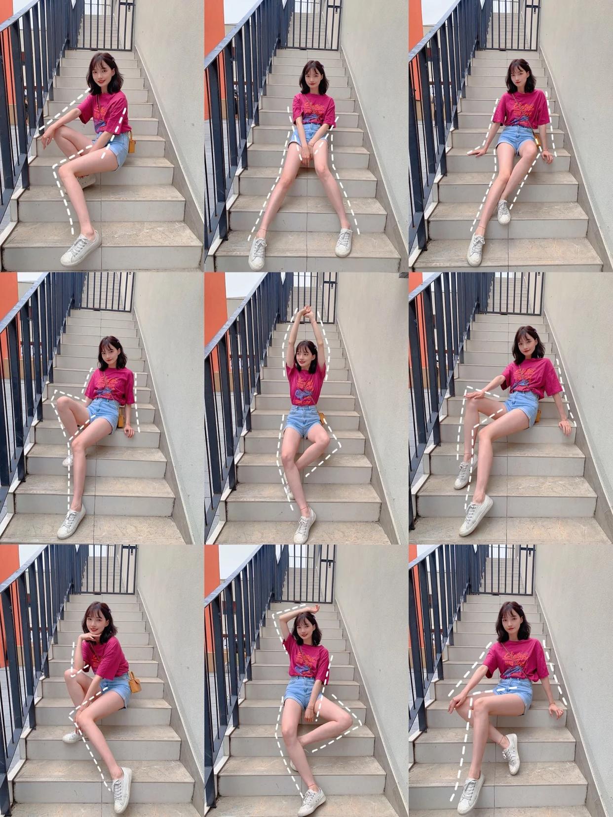 超全楼梯拍照姿势,收好这份拍摄攻略,拍出好身材大长腿