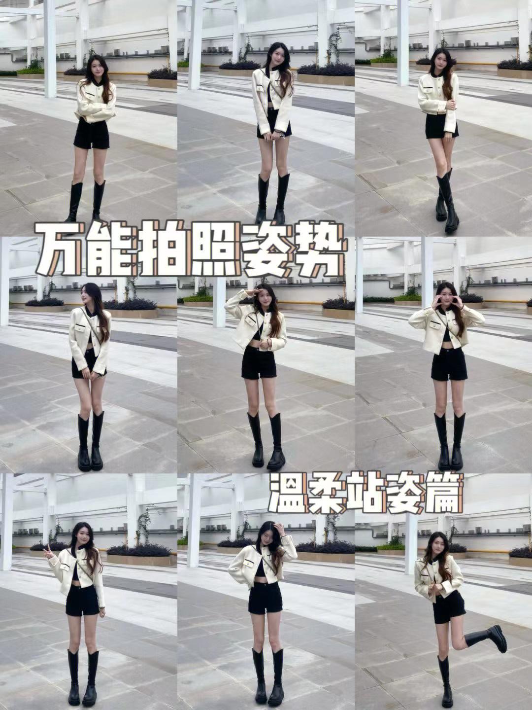 女生拍照,简约不单调的姿势,站姿照这样拍气质又好看