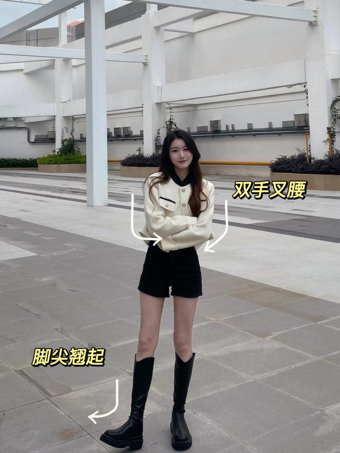 女生拍照,简约不单调的姿势,站姿照这样拍气质又好看