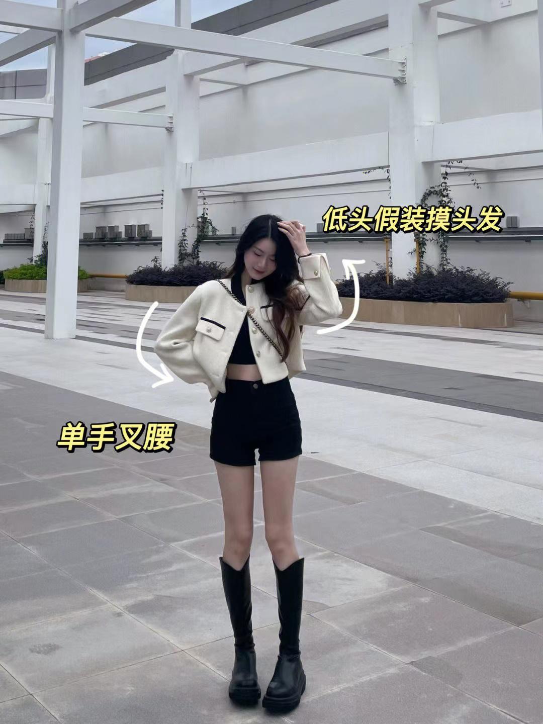 女生拍照,简约不单调的姿势,站姿照这样拍气质又好看