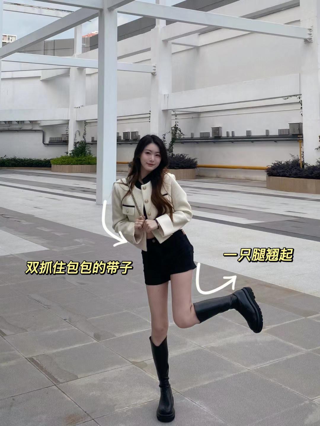 女生拍照,简约不单调的姿势,站姿照这样拍气质又好看