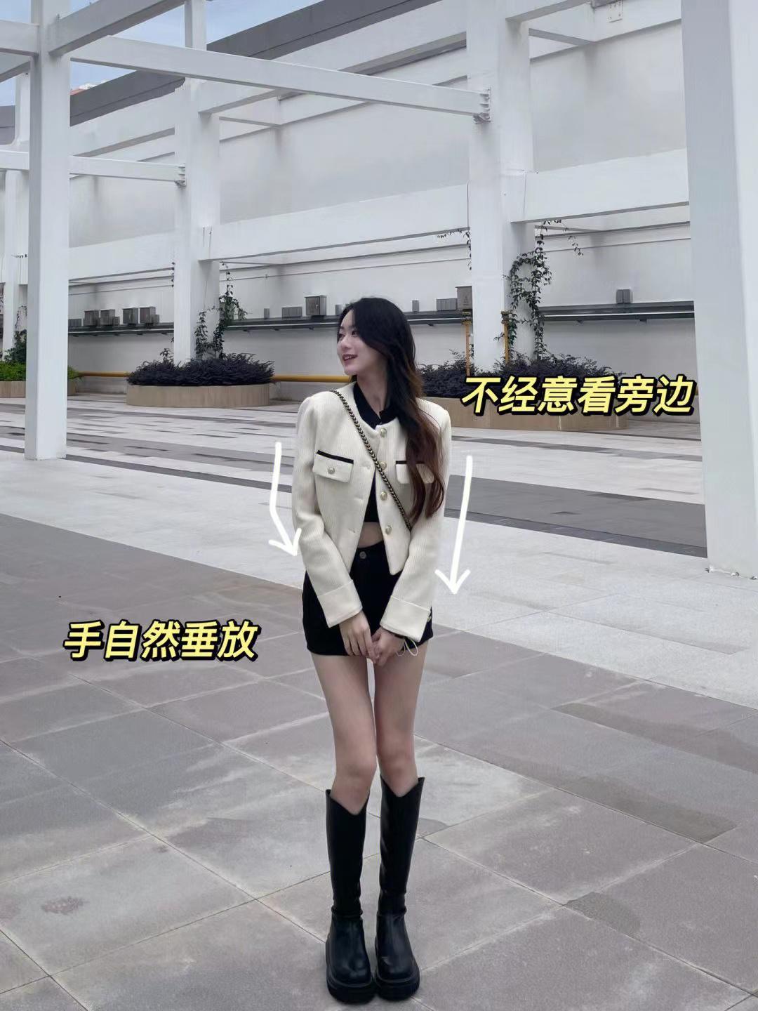 女生拍照,简约不单调的姿势,站姿照这样拍气质又好看