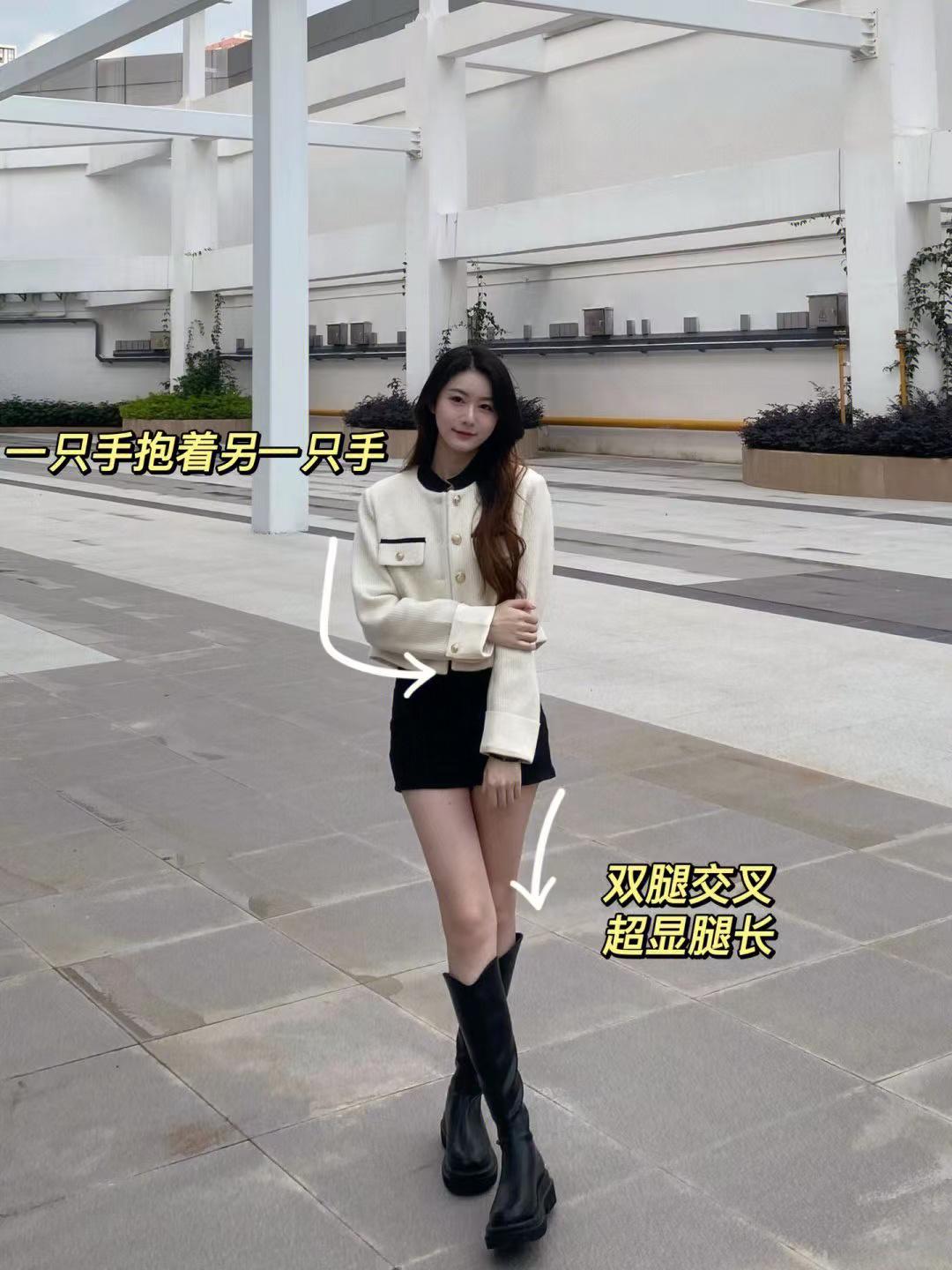 女生拍照,简约不单调的姿势,站姿照这样拍气质又好看