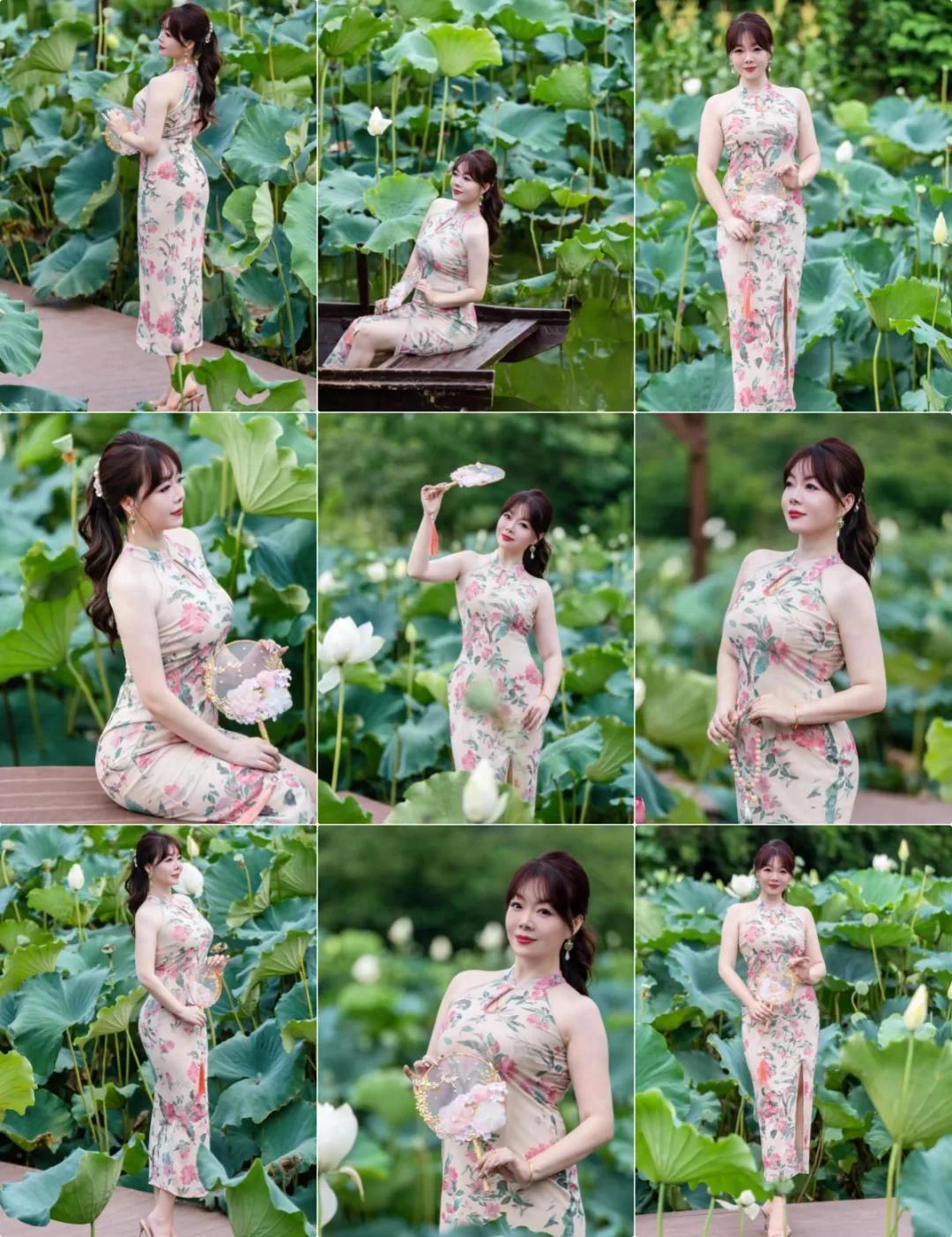 穿旗袍拍荷花,这样拍最出片|摄影师私藏动作指南