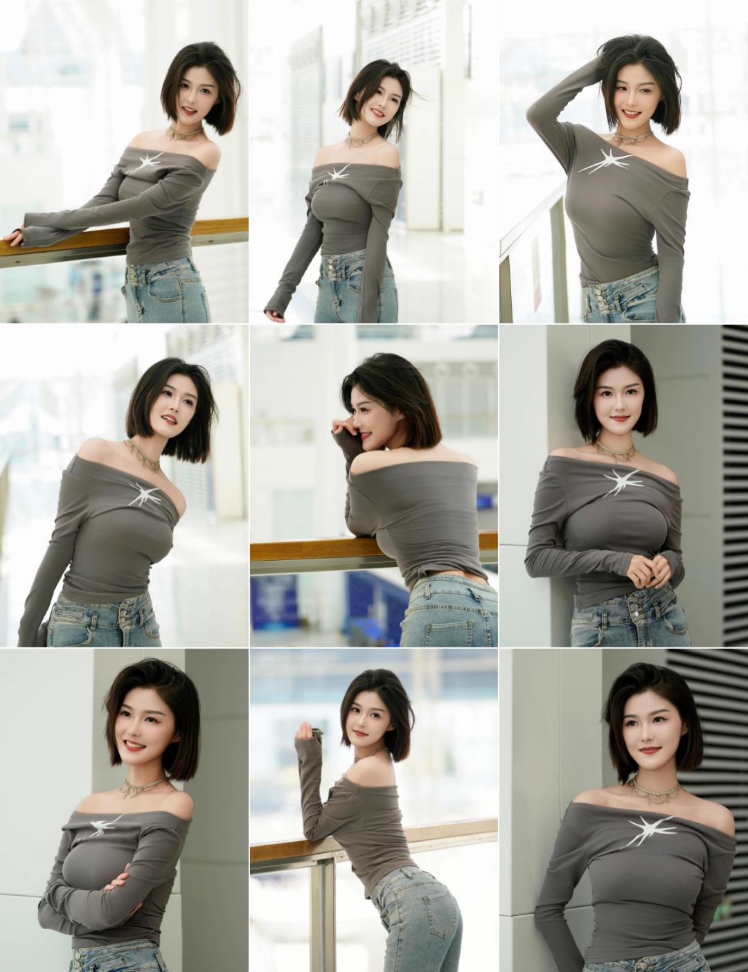 牛仔裤拍照,简单动作,拍照自然上镜又大方,气质好看显身材