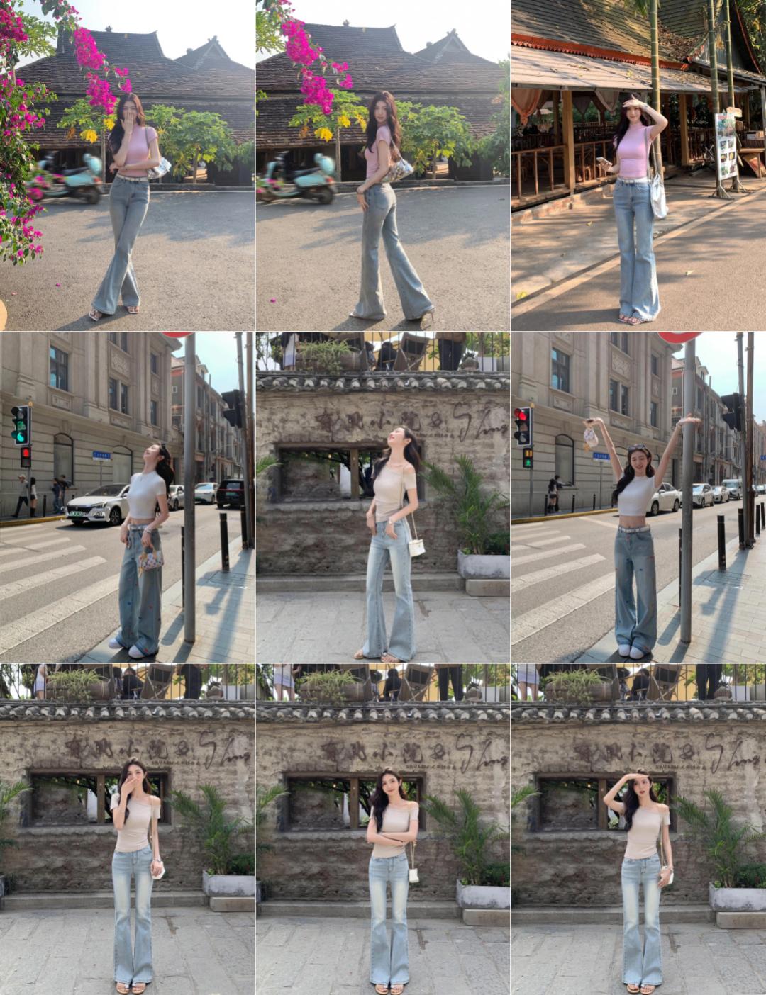 牛仔裤拍全身照,8个姿势,拍照又辣又有气质、显高又显瘦显身材