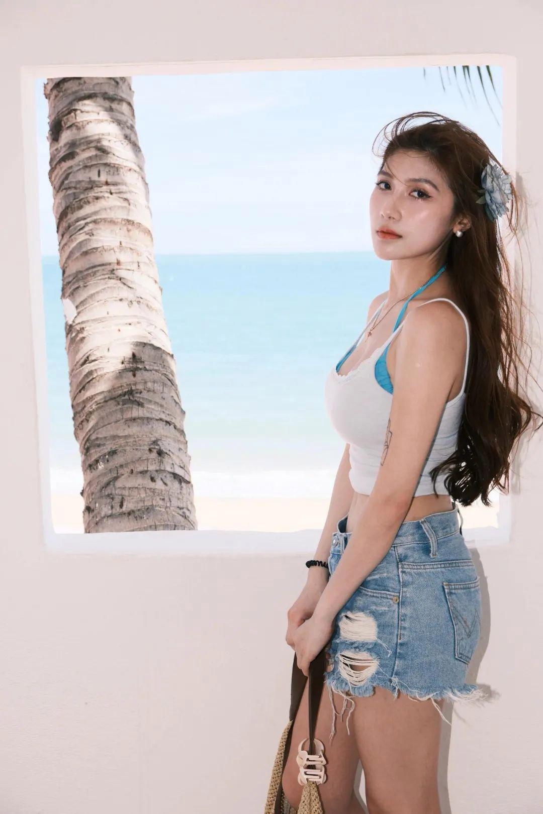 穿短裤拍照,8个拍照动作,又酷又美,清爽好看显身材