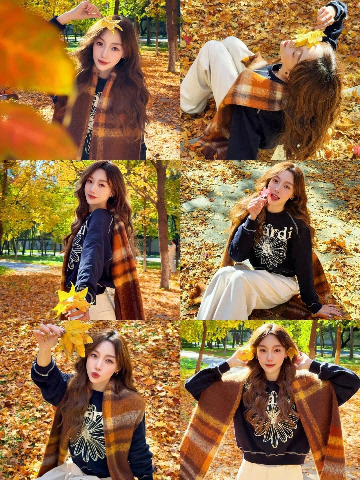 秋天落叶拍照姿势,7个姿势跟着学,拍出秋日氛围感,出片好看